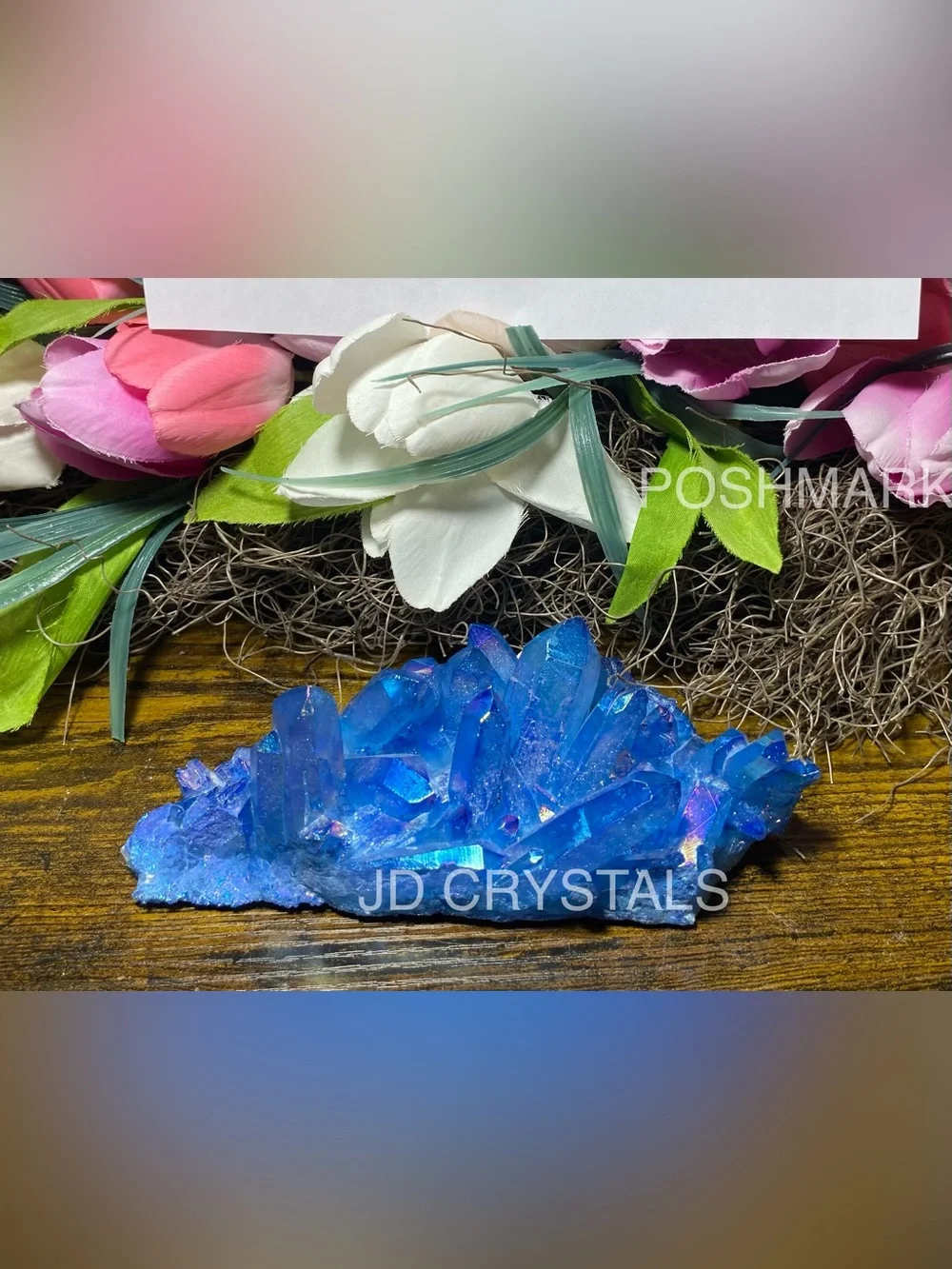 Large Aura Blue Quartz Points Cluster